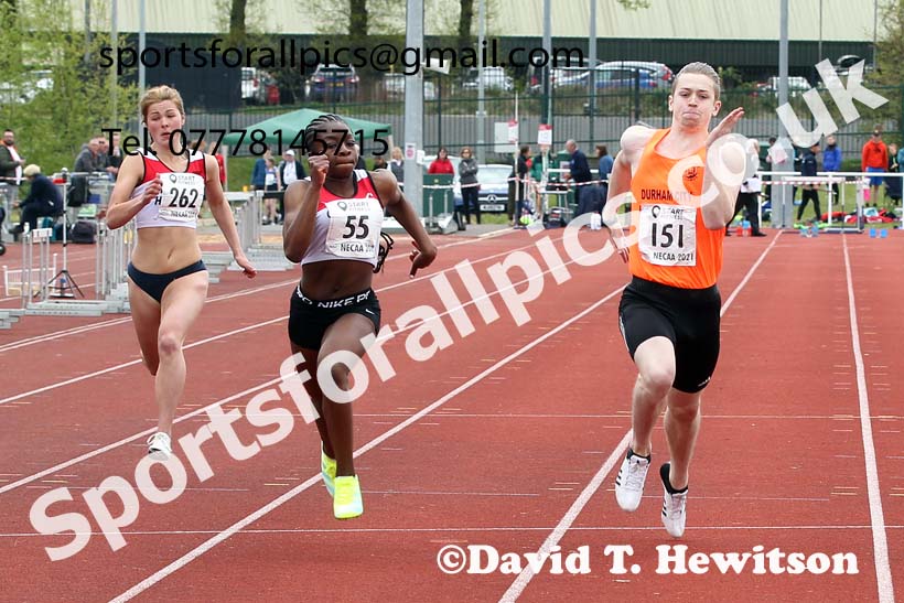100 metres, 2021 NECAA Middlesbrough Open Meting, Sunday, May 9th. Photo: David T. Hewitson/Sports for All Pics